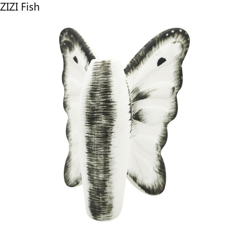 Kreative Dunkle Schmetterling Keramikvase Pflanzgefäße Tischdekoration Ornamente Blumenarrangement Blumenvase Raum Ästhetische Deko