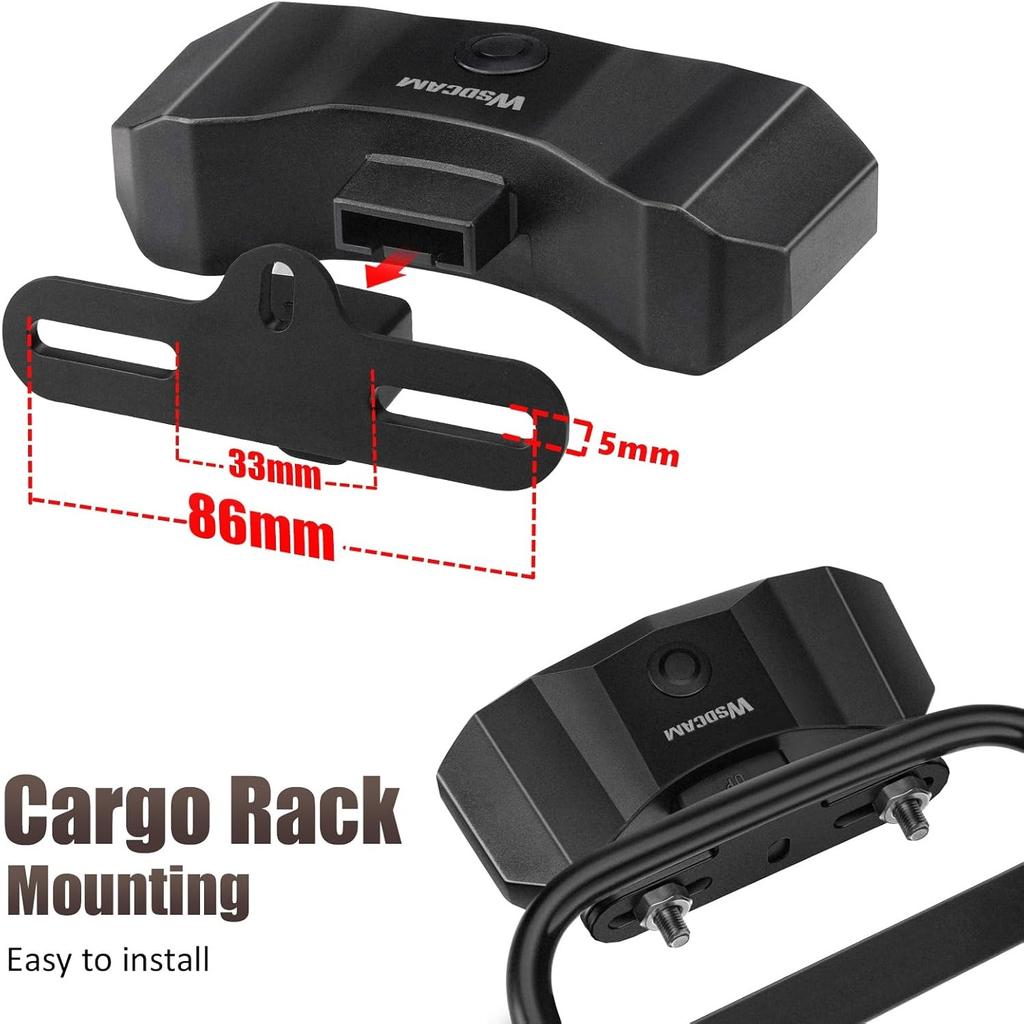 Luz Trasera Inteligente para Bicicleta con Portaequipajes, Intermitentes y Luz de Freno, Encendido/Apagado Automático, Recargable por USB, Control Remoto Inalámbrico, Bocina de Bicicleta, Alarma, Luz Trasera para Bicicleta
