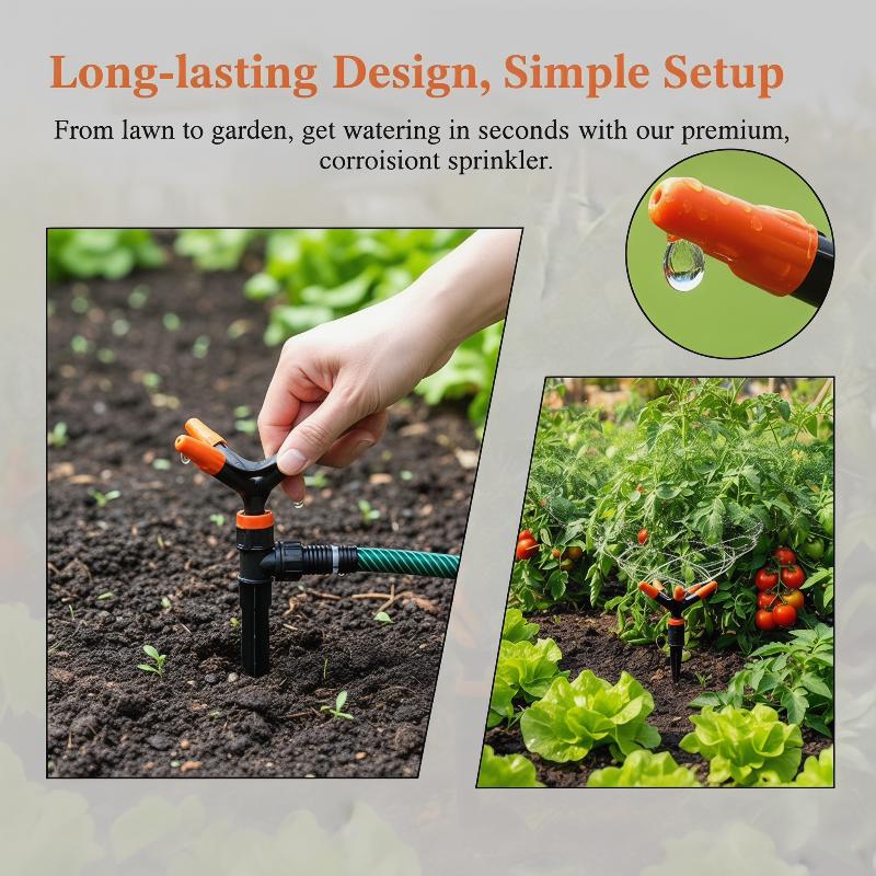Garden Lawn Sprinkler Nozzle 360 Degree Rotating Head Automatic Water Spray Long Lasting for Outdoor Irrigation