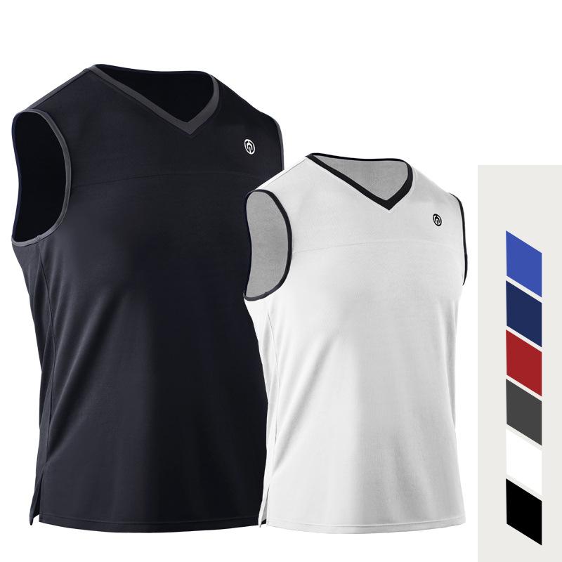 Men's Sports Vest Shirts Bodybuilding Tank Tops Training Gym Tee Sleeveless V-neck Jacket