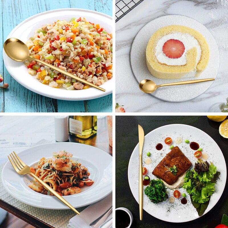24pcs Gold Dinnerware Set Stainless Steel Cutlery Set Knife Fork Spoon Tableware Set Kitchen Flatware Set Dishwasher Safe