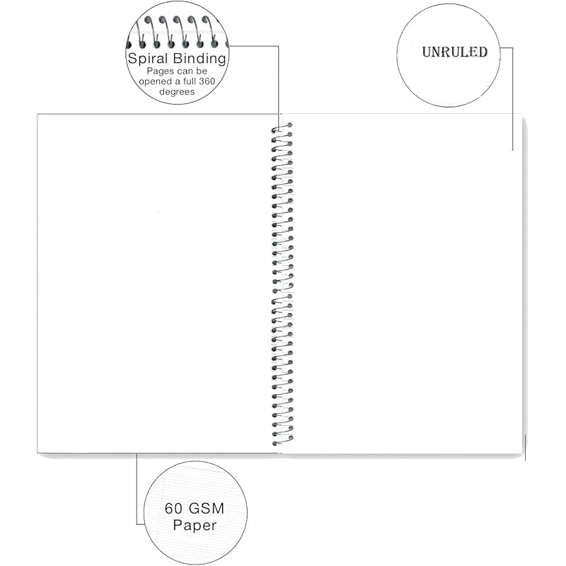 Rush 400 Pages Premium A4 Size Spiral Notebook Unruled - Unruled Notebook Spiral Register 4