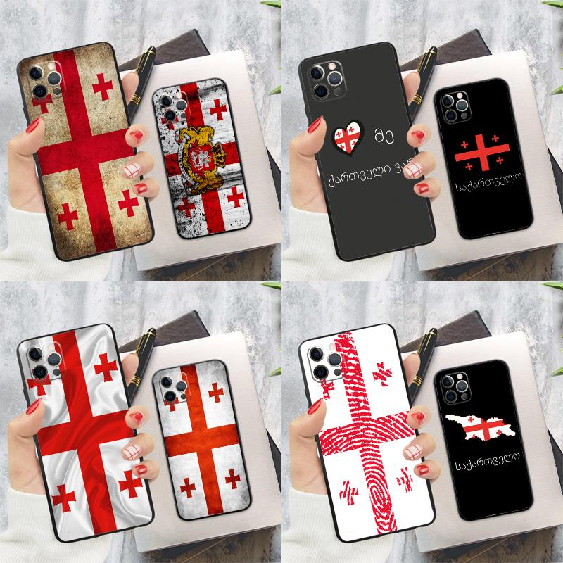 Georgia Flag Soft Case For iPhone 16 Pro Max 13 12 Mini XS Max X XR 11 15 Pro Max 14 Plus Back Cover