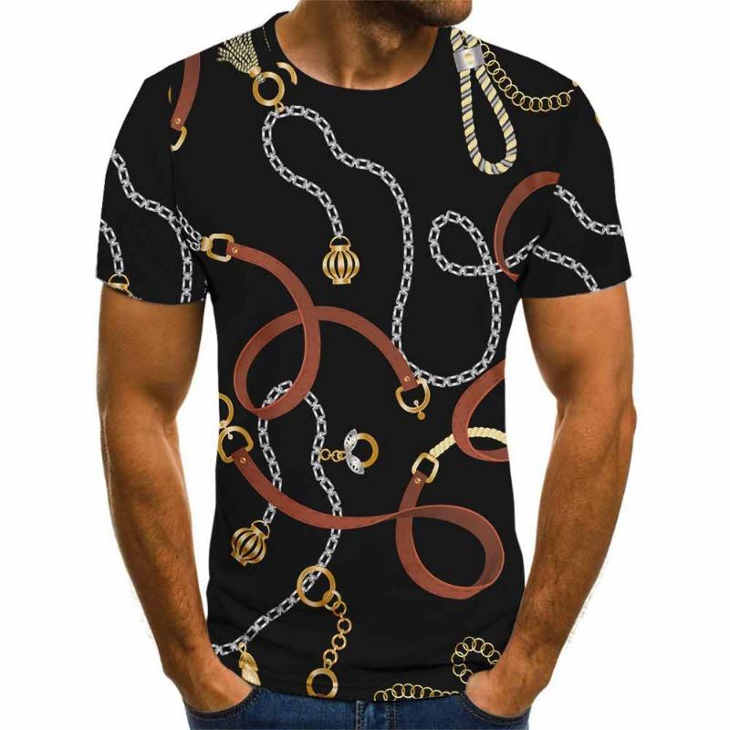 Summer Men's Round Neck Short Sleeved T-shirt Street Fashion 3D Digital Printed T-shirt Top