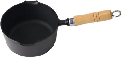 One Hand Pot 16 Wooden Black Baked Inner Diameter 16cm IH Compatible Nambu Ironware 24070 (with Handle)