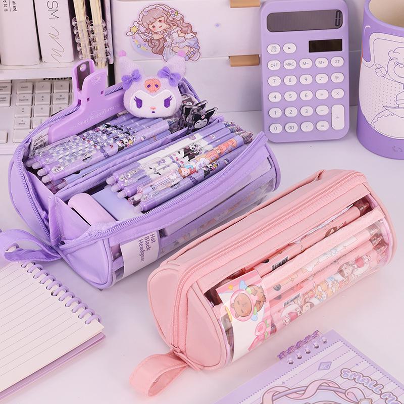 Transparent Cylindrical Pencil Case - Multi-functional, High Capacity for Primary & Secondary Students