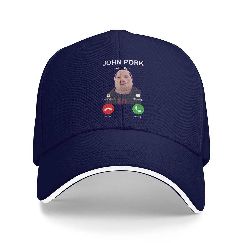 Summer John Pork Is Calling Funny Animal Baseball Cap Outdoor Sport Streetwear Print Sun Trucker Hat Men Breathable Snapback Cap