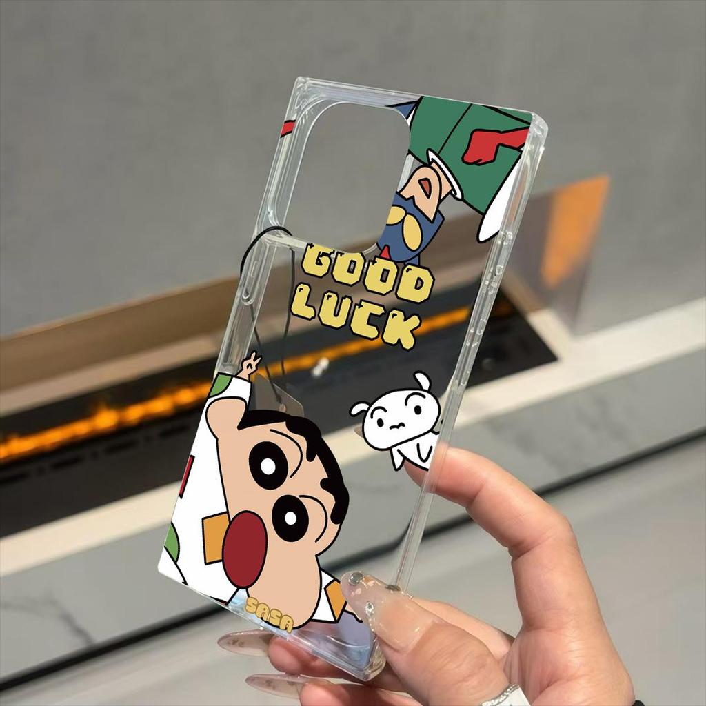 Clear Square Back Tube Case Protection For iPhone 13 11 14 Pro Max 16 ProMax 15 Plus 12 Anti-Oxygen,Crayon Shin-chan Pattern Casing