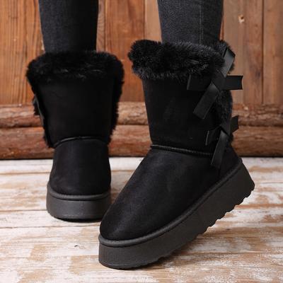 Foreign Trade Large Size Bow Snow Boots New Winter Cross-border Leisure Thick-soled Piled Thickened Warm Cotton Shoes