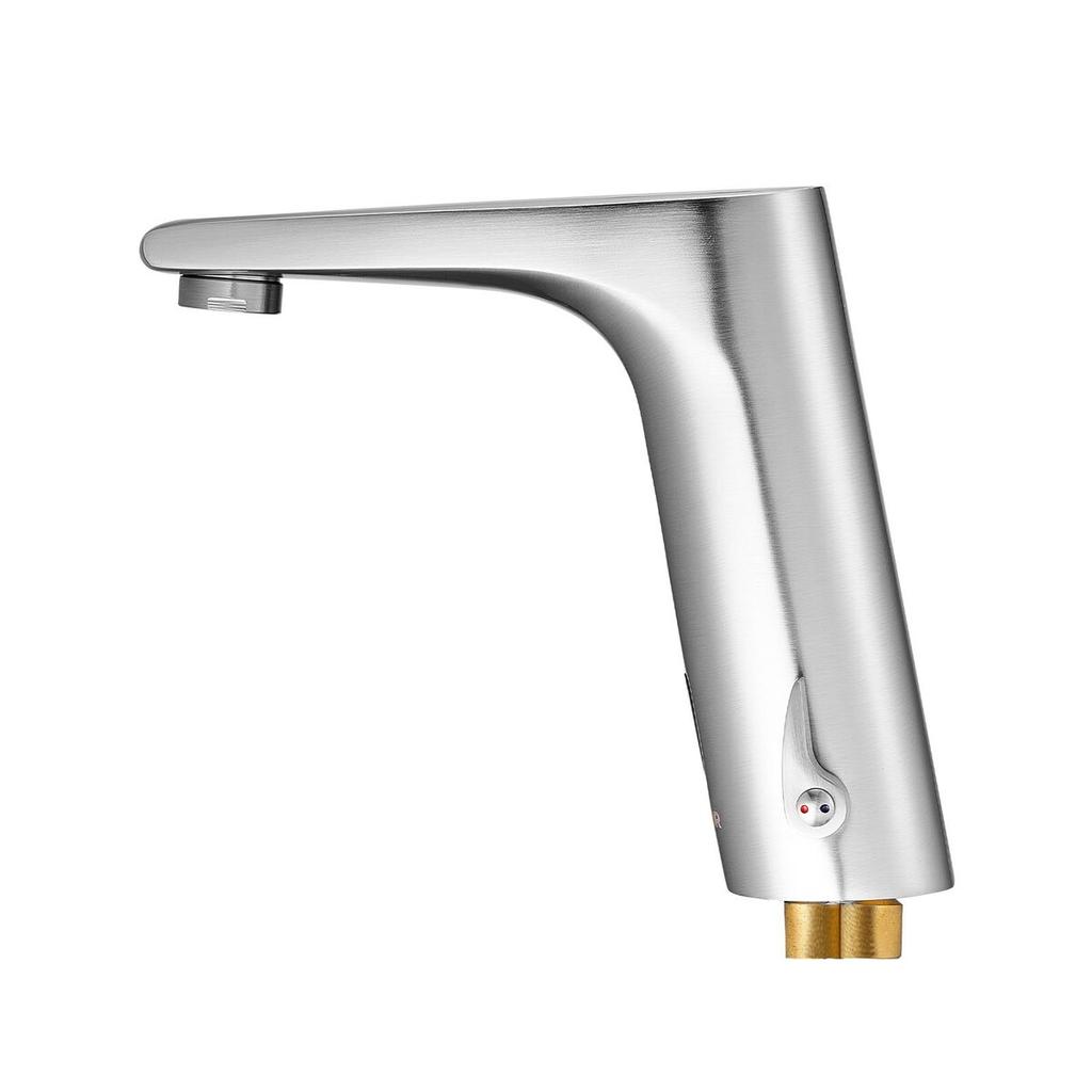 Touchless Bathroom Sink Faucet, Automatic Motion Sensor Restroom Toilet Faucet, HandsFree Adjustable Cold Hot Single Handle Water Mixer Battery