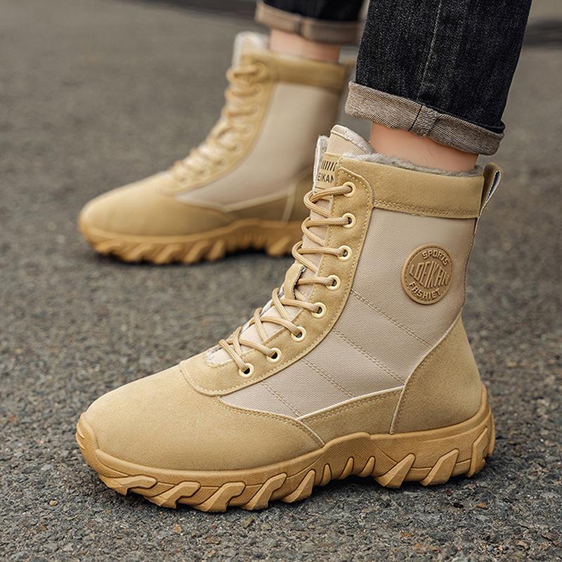 

2025 Зимняя обувь Мужские сноубутсы Высокие Водонепроницаемые Теплые Плюшевые Нескользящие Модный бренд Мужские Ботильоны Мужская Хлопковая обувь Черный Большой размер 47 47 жёлтый