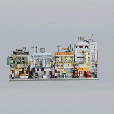 TOYLINX Estilo Hong Kong Retro Mini Vista de Calle de Ciudad Casas Bloques de Construcción Adornos de Escritorio Ladrillo de Juguete para Montar Niños