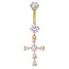 Ding Pei Zirconia Cross Navel Ring: New Style, Super Sparkle, Water Drop Design