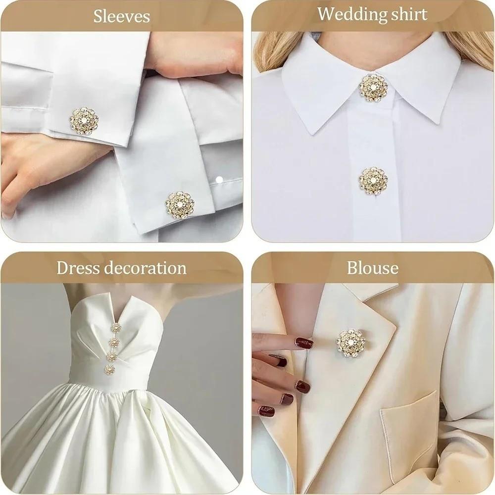Flower Rhinestone Button Covers Detachable Zinc Zinc Alloy Clip Button Durable Decorative Buttons  Gift