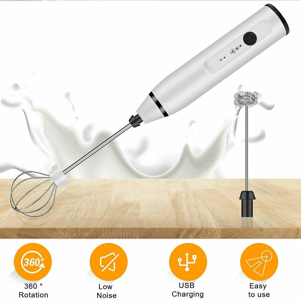 Milchaufschäumer 3 Geschwindigkeiten Kaffee Elektrisch Getränke Ei Aufschäumer Schaumbildner Mixer USB Wiederaufladbar Handheld Lebensmittelmixer Backwerkzeuge