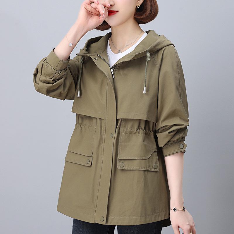 

Женский тренч 2024: Весенне-осенняя мода, Приталенный свободный крой, Для миниатюрных, Повседневный дизайн с капюшоном XXL (for 131-140 jin)