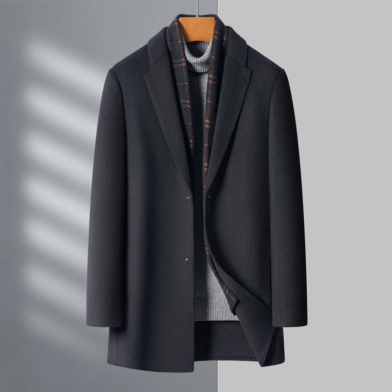 

Осенне-зимнее новое мужское шерстяное пальто, деловой кэжуал, папина куртка, зимнее теплое высококачественное мужское пальто 4XL чёрный