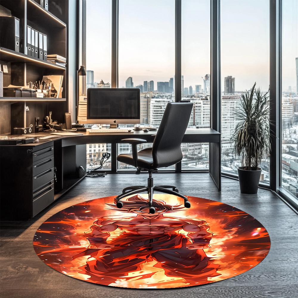 Dragon Ball Printed Round Rug Carpet Chair Rug Area Rug Entryway Doormats,for Office Chair Living Room Bedroom Kitchen Room.