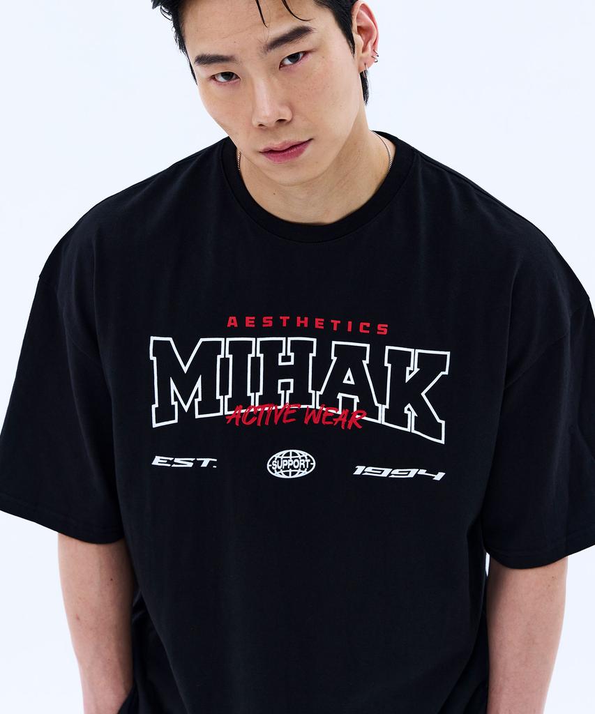 Mihag Stroke Arch Logo Oversized T-Shirt (Black)
