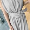 ALL DAY Shining Long Dress with Sleeveless Chiffon Maxi Perfect for Casual and RW30GRL Belt, Self-Adjustable Dress, Parties, Events, Resorts, Wear,