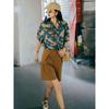 Hong Kong Style Retro Printed Short-sleeved Shirt for Women Summer New Loose and Versatile Niche Design