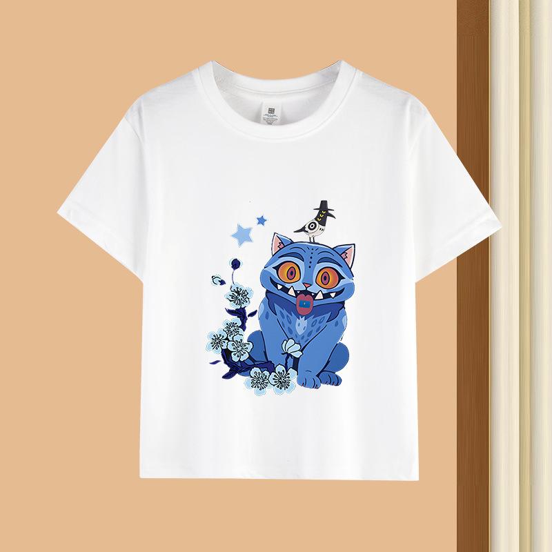 2-13Y Kid T Shirt Cat Printed Kids Clothes Tshirt Tops Tee Boys Girls Baby Tee