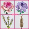 Blombukett Mini Rosa Ros Lavendel 547 st Byggklossset Kreativ Heminredning Leksakssatser Jubileumspresenter med Låda