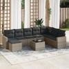 VidaXL Garden Lounge Set 9 Pcs with Grey Cushions Wicker 3219360