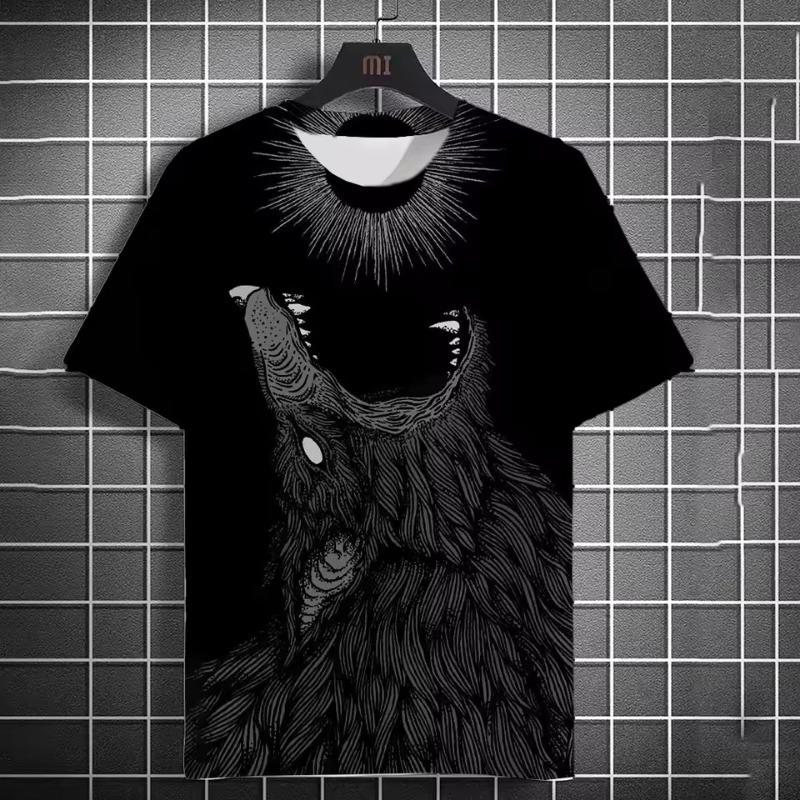 Men Animal Tiger Print 3d T Shirt Short Sleeve O-Neck TShirt Vintage Polyester Breathable Sport Casual Large Size T-Shirts Men’s