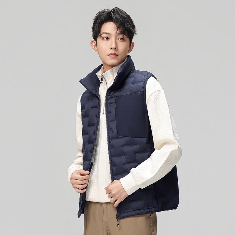 Men's Lightweight Stand-Up Collar Down Vest - Winter Warm Sleeveless Gilet with 90% White Duck Down