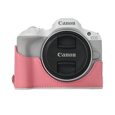 Palm Print PU Leather Camera Half Case For Canon EOS R50 R10 R8 Battery Opening Bottom Cover With Hand Strap