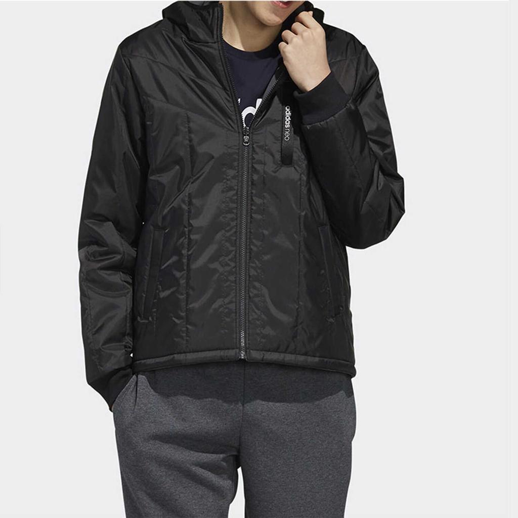 Adidas Logo Print Gerade Geschnittene Warme Baumwolljacke Herrenjacke Schwarz EI4415