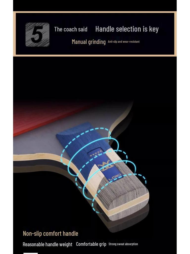 LOKI Rakietka do tenisa stołowego Thor Seria E6 - Trening pętli i szybkiego ataku, Łatwy start (7, 8, 9 Gwiazdek)
