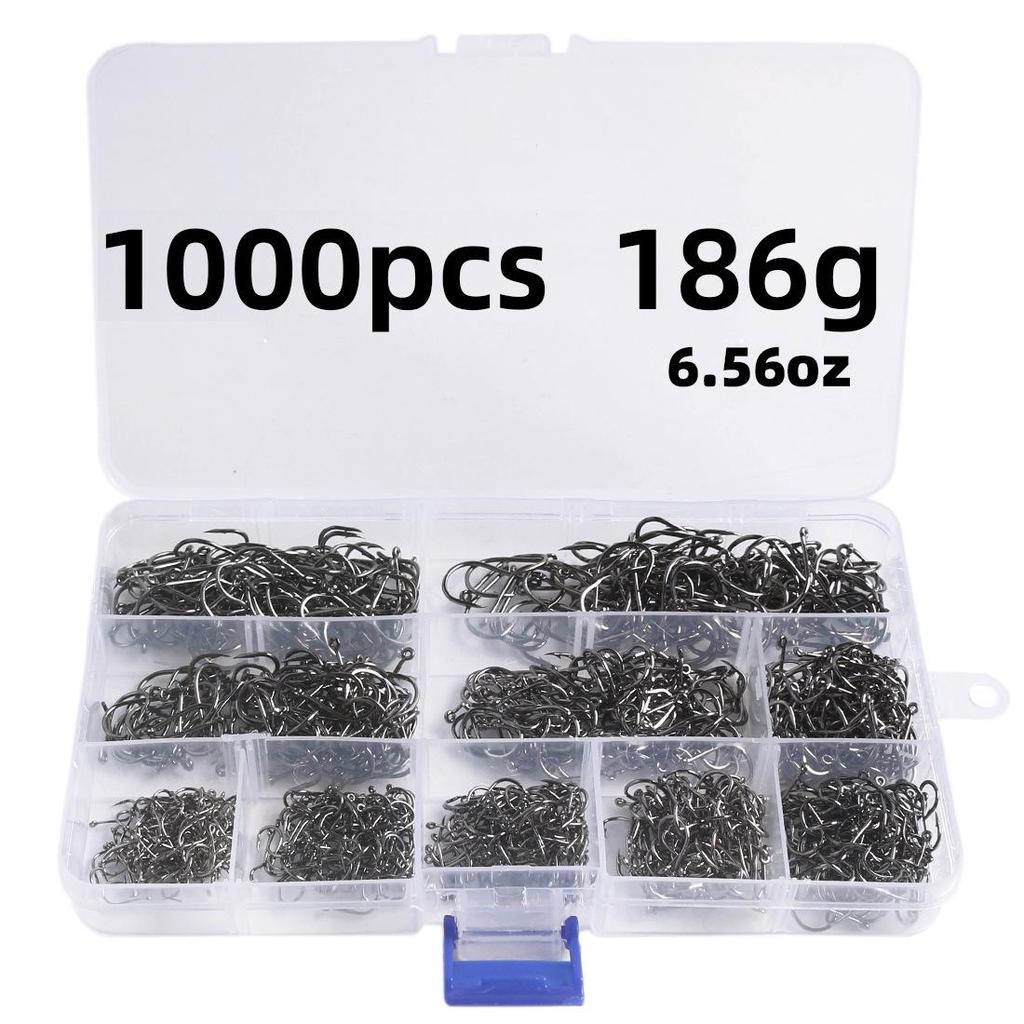 500 STÜCKE/1000 STÜCKE Box Angelhaken Set Kohlenstoffstahl Scharf Langlebig Widerhaken Angelhaken Felsangeln Ausrüstung Ausrüstung Zubehör