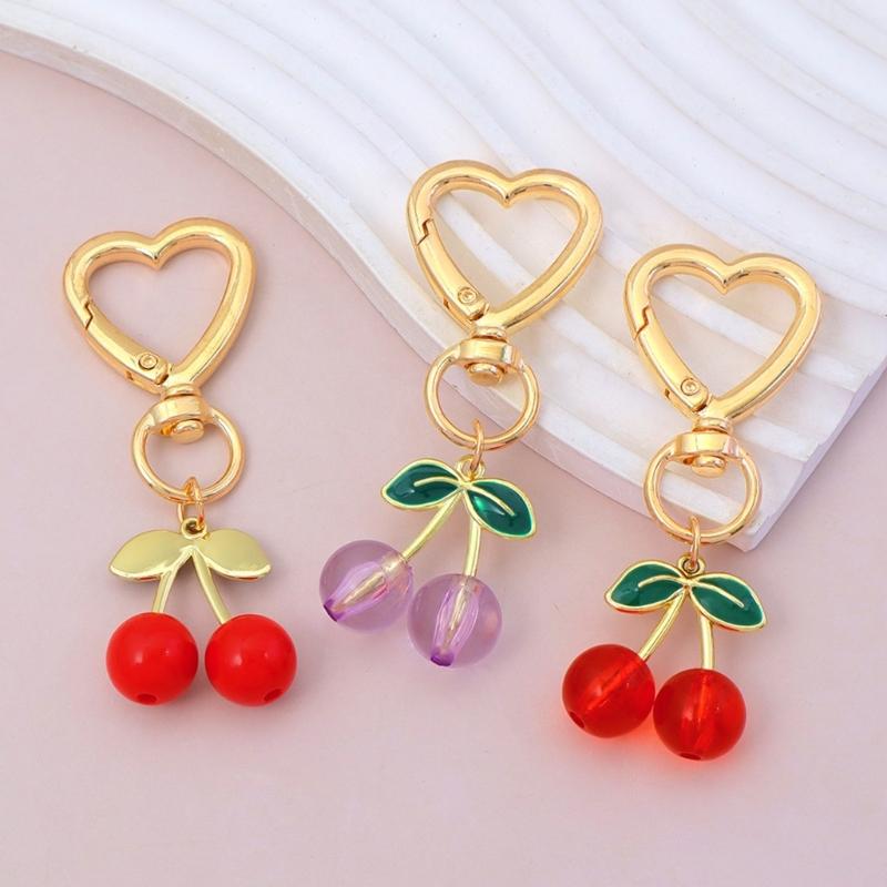 3D Cherry Design Keychain Sturdy Alloy Key Holder Cute Cherry Keychain Charm Key Pendant For Bags And Car Keys