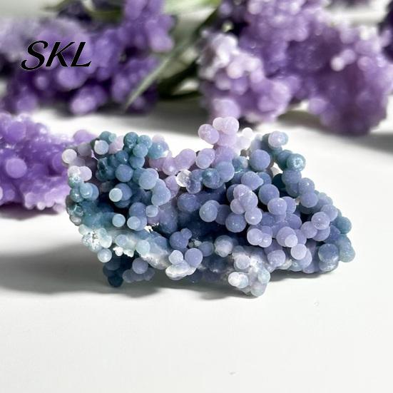 Smooth Polished Rocks Natural Grape Agate Crystal Cluster, Mineral Gemstone, Stone Tranquility Stones for Aquarium Terrarium Decor, Unique Gift