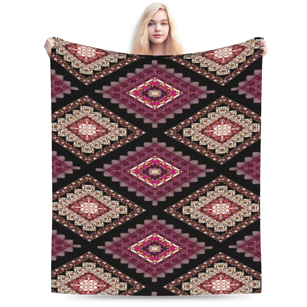 Warm Soft Blankets Girls Boys Airplane Travel Retro Bohemian Woven Pattern   Blanket  For Couch Chair Fashion Sofa Bed Cover