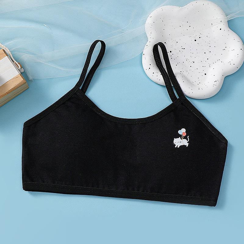 Girls' Pure Cotton Fixed Cup Bandeau Vest - Breathable Youth Bra for High School Students