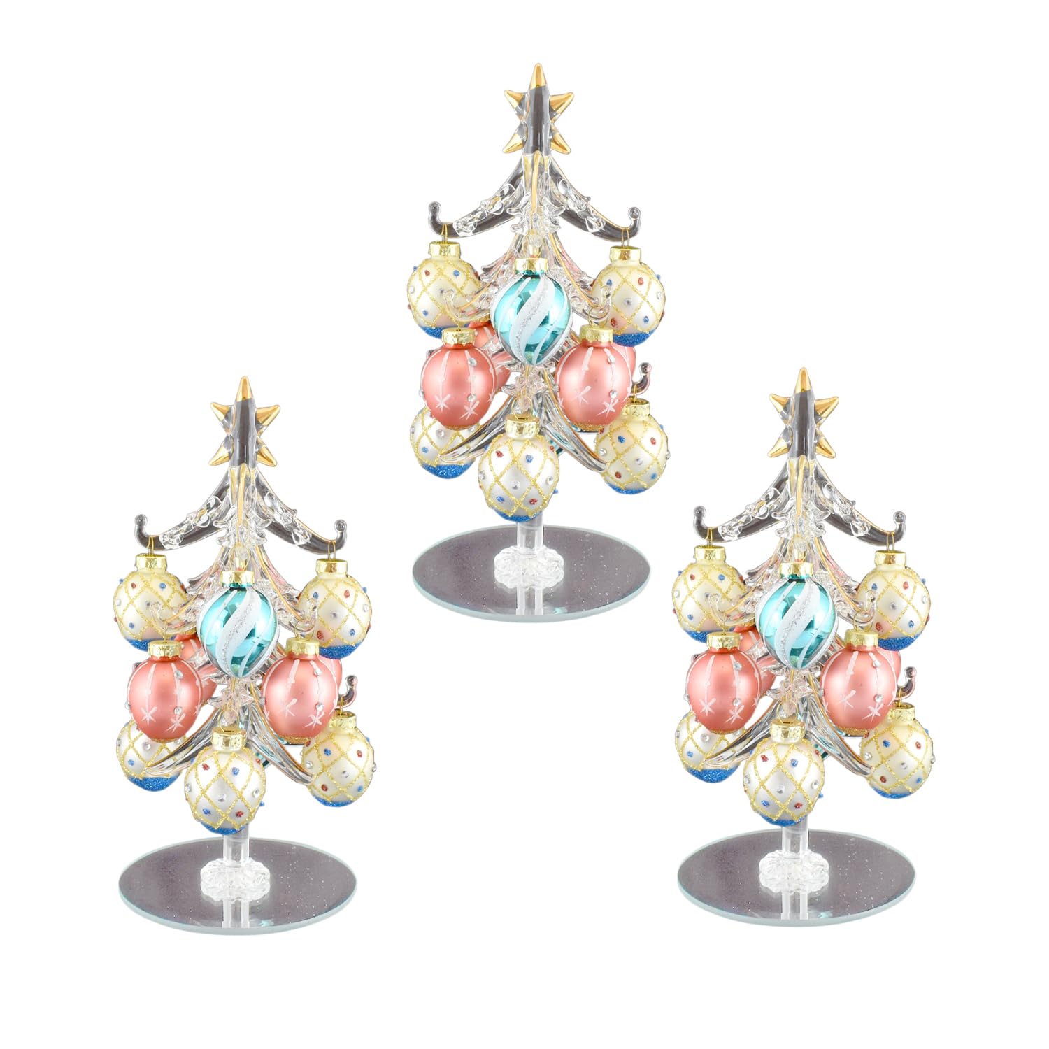 

Набор милых елочных украшений ручной работы из стекла: Дерево Молочная капля x 3