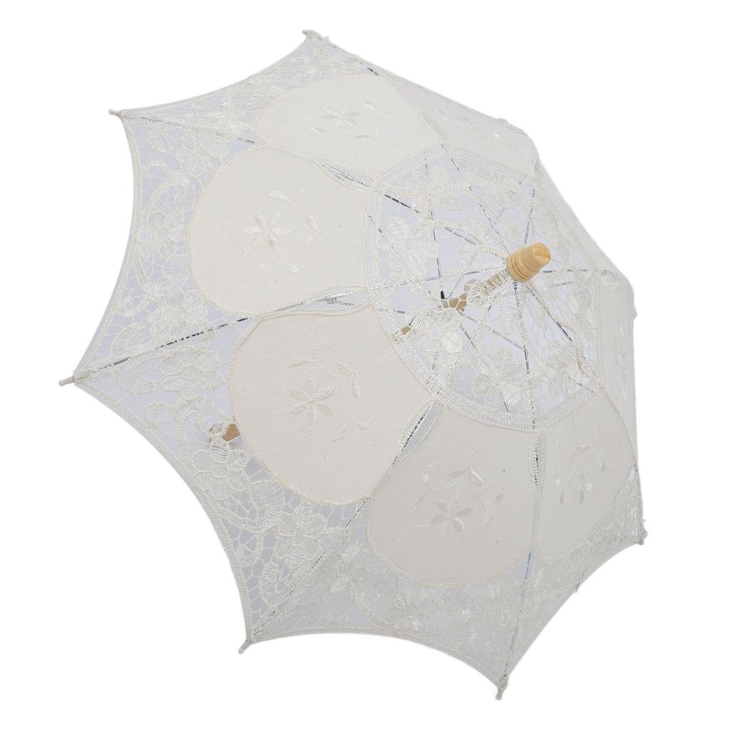 Spets Parasoll Paraply Bröllop Brud Spets Paraply Dekorativ Broderi Blomma Paraply för