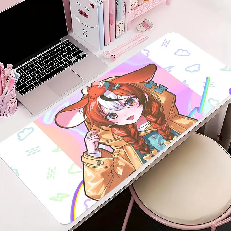 Mouse Pad Anime NonSlip Rubber Mousepad Office Desk Mat Gaming PC Accessories Large Gamer Hhololive Hakos Baelz Keyboard Mat