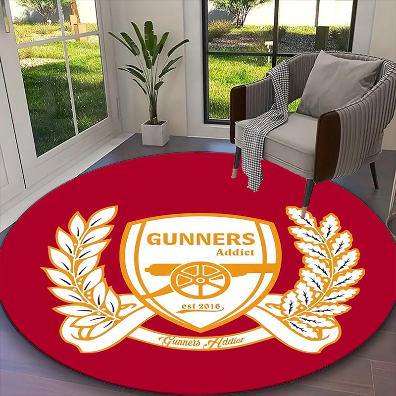 1pc Office Printed Round Carpet, Football Club Rug, Home Sofa Chair Mat For Christmas and Halloween Décor