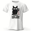 Cat with Knife Pattern Print Cotton Tshirt 2026 Summer New Style Casual for Both Unisex and Women Fashionable and Comfortable