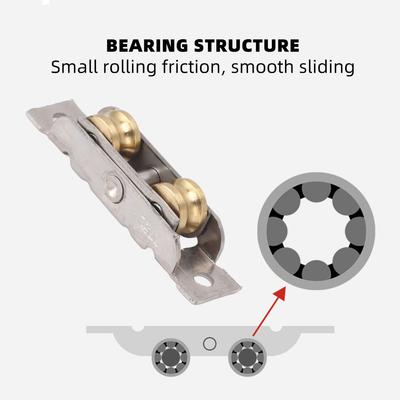 4PCS Double Rollers Sliding Door Roller Tandem Rollers Stainless Steel Concave Wheel Roller With Screws