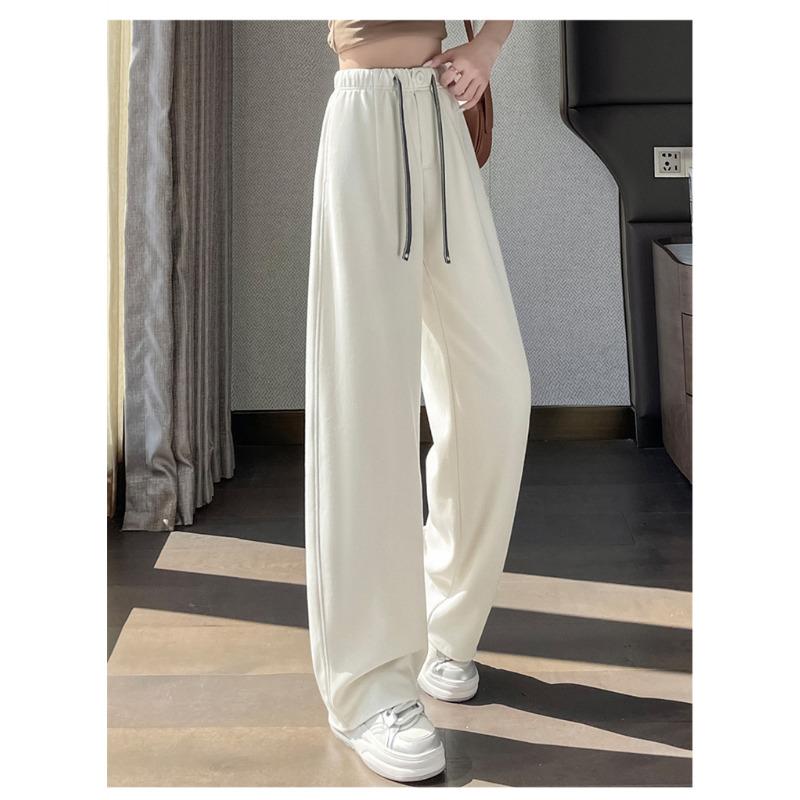 

Новые женские свободные брюки прямого кроя с высокой талией и завязками на шнурке, тонкие и универсальные повседневные брюки 2XL