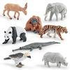 Simulation Asian Animal Model Panda Tiger Orangutan Crocodile Elephant Static Ornament 8-Piece Set