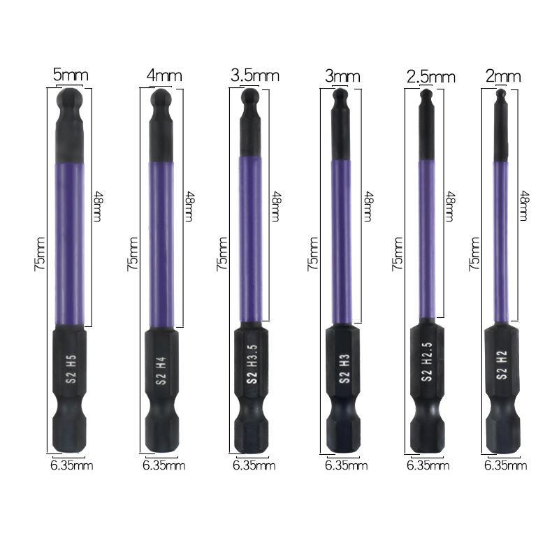 Ball End Hex Screwdriver Bits Set 1/4” Inch Screw Driver Drill Bit Shank Magnetic S2 Steel 65/100mm Ratchet Wrench Hand Tools