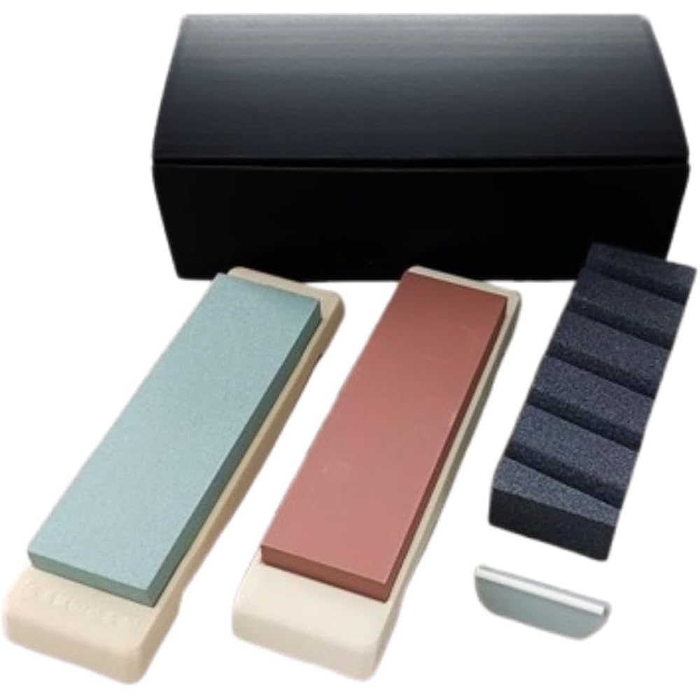Naniwa Polishing Industrial 4 Piece Whetstone Set with Stand for Medium Finish #1000 Rough Grindi...