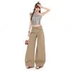 Spring Summer Khaki High Waist Relaxed Straight Wide Leg Floor Sweeping Slim Casual Denim Pants Ladies Casual Pants Oversize Denim Trousers