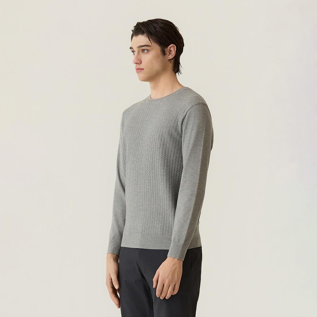 FERRAROMILANO Front Cable Knit Round Knit L/Grey (Am0Ftsr30132)